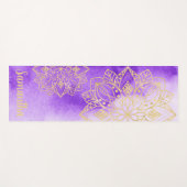 Paarse Tie Dye met Gouden Mandalas Aangepaste Naam Yogamat (Voorkant (horizontaal))