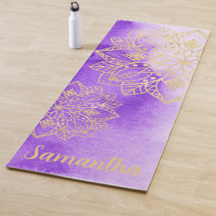 Paarse Tie Dye met Gouden Mandalas Aangepaste Naam Yogamat