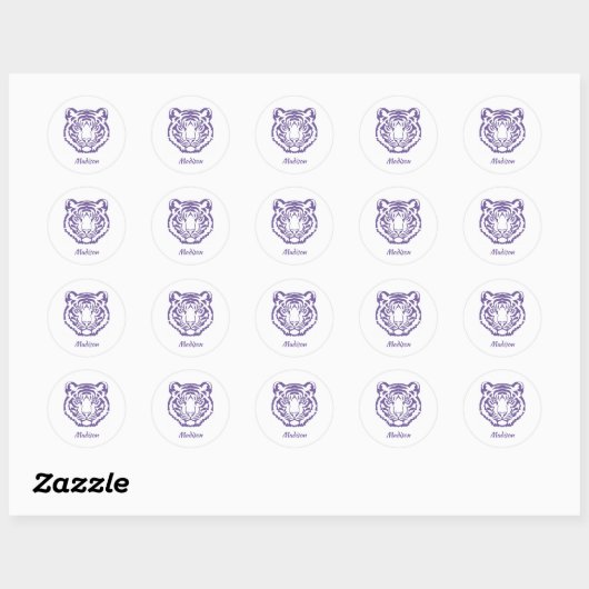 Paarse Tiger School Mascot Sticker (Vel)