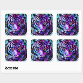 Paarse Tiger Sticker Square - Grote kat in het wil (Vel)