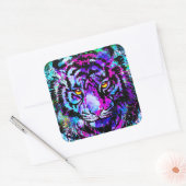 Paarse Tiger Sticker Square - Grote kat in het wil (Envelop)