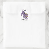 Paarse Tijger Blijf Wild Grappige Dier Ronde Sticker (Tas)