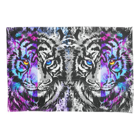 Paarse tijger - Kussensloop grijze tijgervlakte (Voorkant)