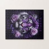 Paarse tijger met bloemen legpuzzel (Horizontaal)
