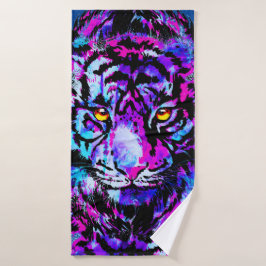Paarse tijgerkop - Blue Tiger Bath Towel Set Bad Handdoek