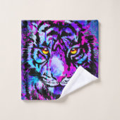 Paarse tijgerkop - Blue Tiger Bath Towel Set Bad Handdoek (Wasdoekje)