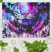 Paarse tijgerkop - Tiger Portrait Kitchen Towel Theedoek (Gevouwen)