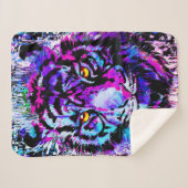 Paarse tijgerkop - Tiger Portrait Sherpa Blanket Deken (Voorkant (horizontaal))