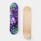 Paarse tijgerkop - Tiger portret skateboard (Voorkant)
