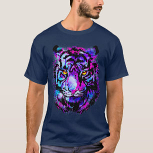 Paarse tijgerkop - Tiger portretwerk T-shirt