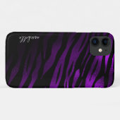 Paarse tijgerstrepes - Gepersonaliseerd monogram Case-Mate iPhone Case (Achterkant (horizontaal))