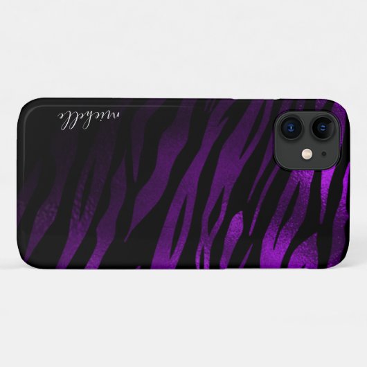 Paarse tijgerstrepes - Gepersonaliseerd monogram Case-Mate iPhone Case (Achterkant (horizontaal))