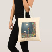 Paarse Tiki Bird met volle maan Canvas tas (Voorkant (product))