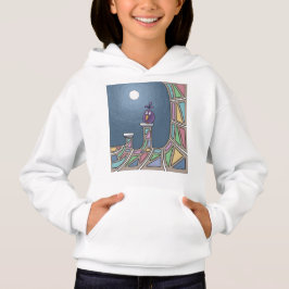 Paarse Tiki Bird met volle maan Hoodie