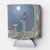 Paarse Tiki Bird met volle maan Koelbox Blikjeskoeler (Achterkant)