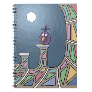 Paarse Tiki Bird met volle maan Notitieboek