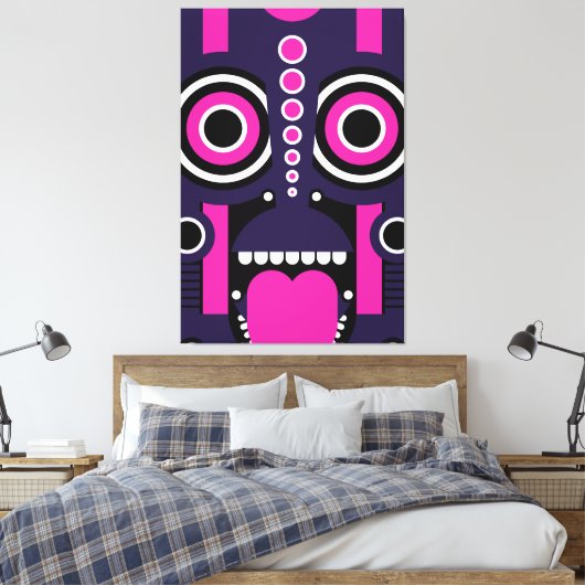Paarse Tiki Tribal Canvas Afdruk (Insitu (Slaapkamer))