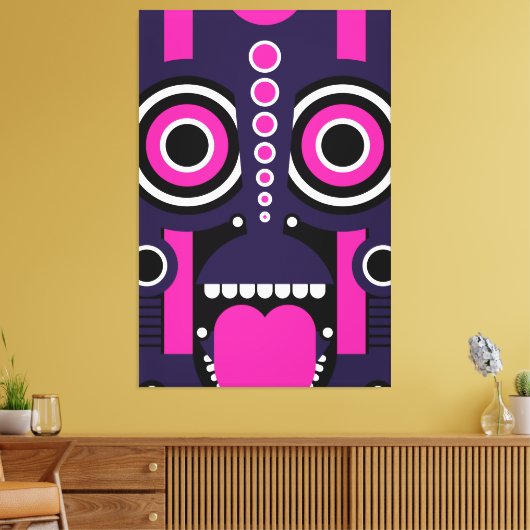 Paarse Tiki Tribal Canvas Afdruk (Insitu (Woonkamer))