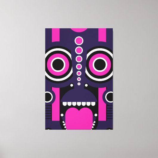 Paarse Tiki Tribal Canvas Afdruk (Voorkant)
