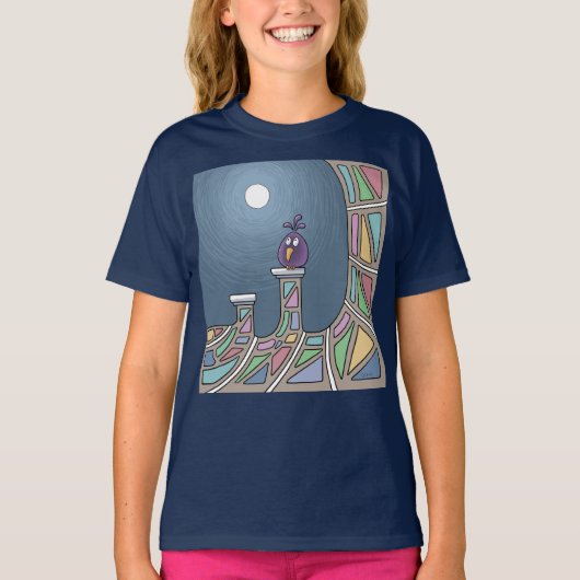 Paarse Tiki Vogel met volle maan T-Shirt (Voorkant)