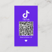 Paarse TikTok Social Media QR Code Visitekaartje (Achterkant)