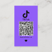 Paarse TikTok Social Media QR-code Visitekaartje (Achterkant)