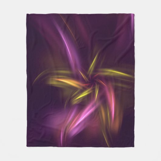 Paarse tinten Abstract Flower Fantasy Fleece Deken (Voorkant)