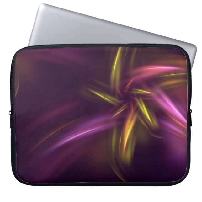 Paarse tinten Abstract Flower Fantasy Laptop Sleeve (Voorkant)