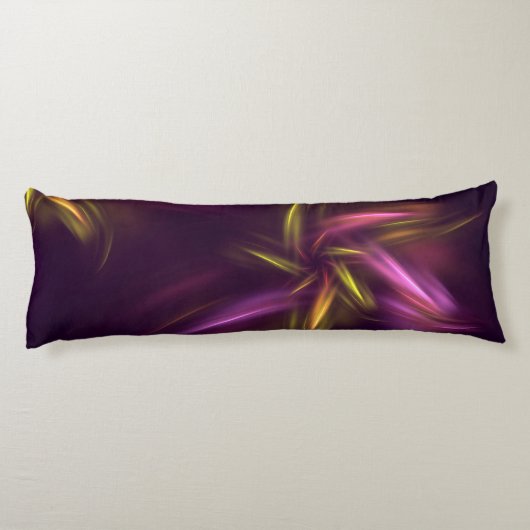 Paarse tinten Abstract Flower Fantasy Lichaamskussen (Achterkant)