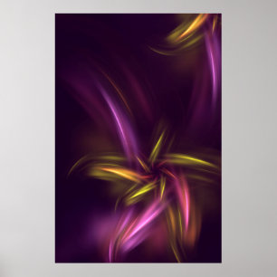 Paarse tinten Abstract Flower Fantasy Poster