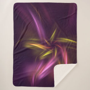 Paarse tinten Abstract Flower Fantasy Sherpa Deken