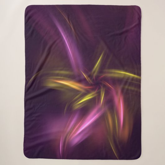 Paarse tinten Abstract Flower Fantasy Sherpa Deken (Voorkant)