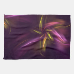 Paarse tinten Abstract Flower Fantasy Theedoek