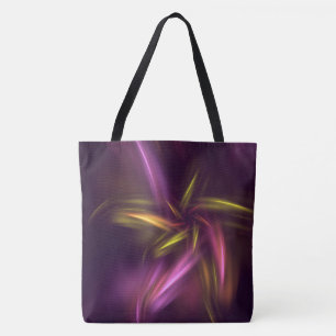 Paarse tinten Abstract Flower Fantasy Tote Bag