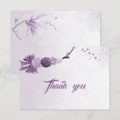 paarse tinten bloemen & boog dank u kaart (Voorkant / Achterkant)