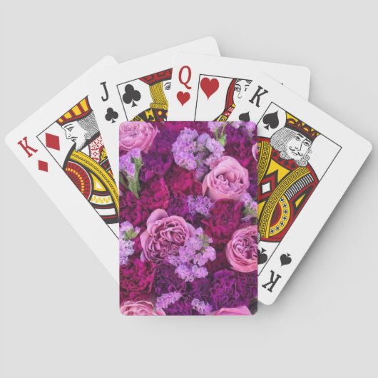 Paarse tinten bloemen pokerkaarten (Achterkant)