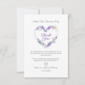 Paarse tinten Bloemen Waterverf Hart Custom Foto Bedankkaart (Voorkant)