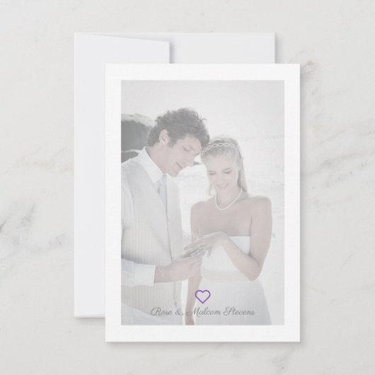 Paarse tinten Bloemen Waterverf Hart Custom Foto Bedankkaart (Achterkant)