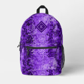 Paarse tinten disco spiegels glitterpatroon bedrukte rugzak (Voorkant)