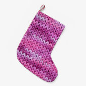 Paarse tinten gebreide stof textuur kleine kerstsok (Voorkant (Hangend))