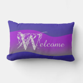 Paarse tinten op Blue Outdoor "Welkom" Buitenkussen