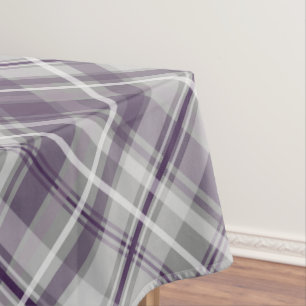 paarse tinten op grijs diagonaal plaid tafelkleed