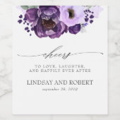 Paarse tinten romantische bloemen speciale bruilof wijn etiket (Enkel label)