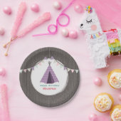 Paarse Tipi Birthday Papieren Bordje (Feest)