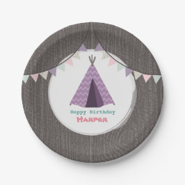 Paarse Tipi Birthday Papieren Bordje