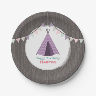 Paarse Tipi Birthday Papieren Bordje
