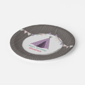 Paarse Tipi Birthday Papieren Bordje (Gekanteld)