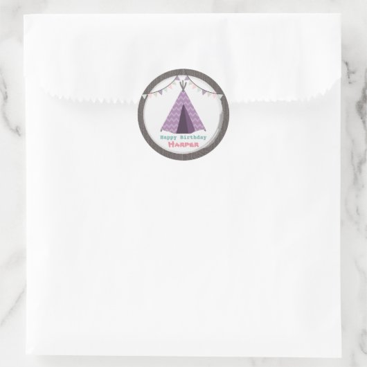 Paarse Tipi Birthday Sticker (Tas)