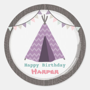 Paarse Tipi Birthday Sticker
