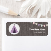 Paarse Tipi Camping Verjaardagsfeestadres Etiket (Insitu)